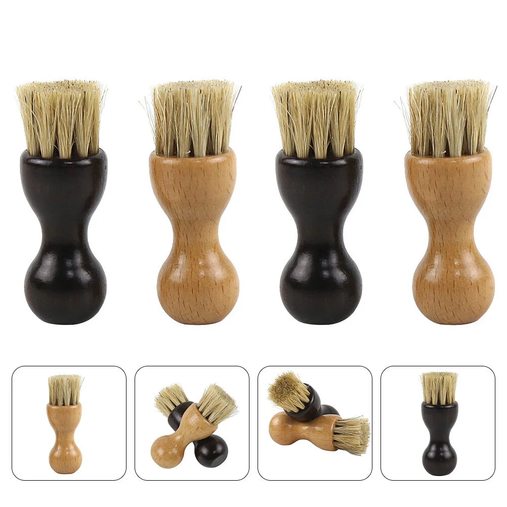 

4 Pcs Shoe Polish Applicator Shine Brush Shoes Care Tool Cleaner Gourd Shape Wooden Polishing