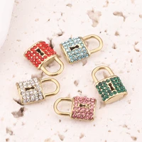 5pcs 813mmzircon crystal exquisite charms stainless steel gold love lock key pendant for diy necklace bracelet jewelry makings
