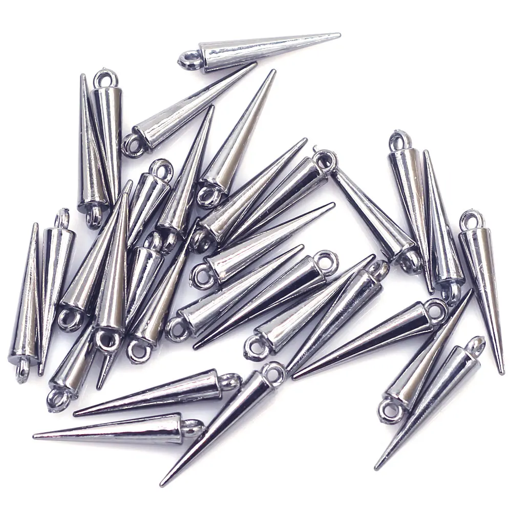 

1000Pcs Pendants Rivets Punk Studs And Spikes Tear Cone Acrylic Gunmetal For Earring Charms Jewelry DIY Accessories 23mm