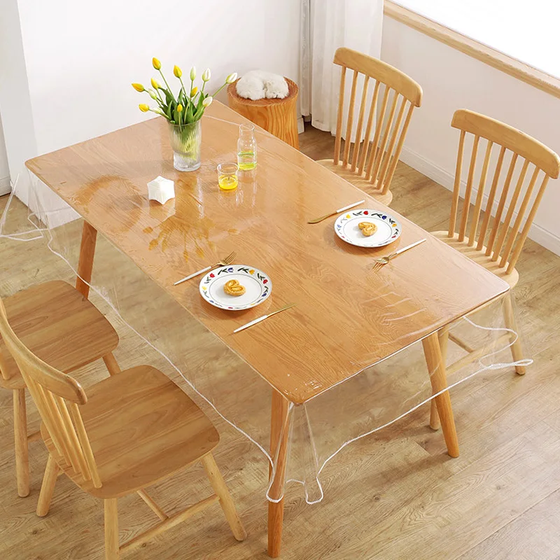 

Table Mat Rectangular Pvc Carpet Silicone Soft Glass Rug Waterproof Transparent Table Cover for Home Kitchen Dining Room 1.3mm