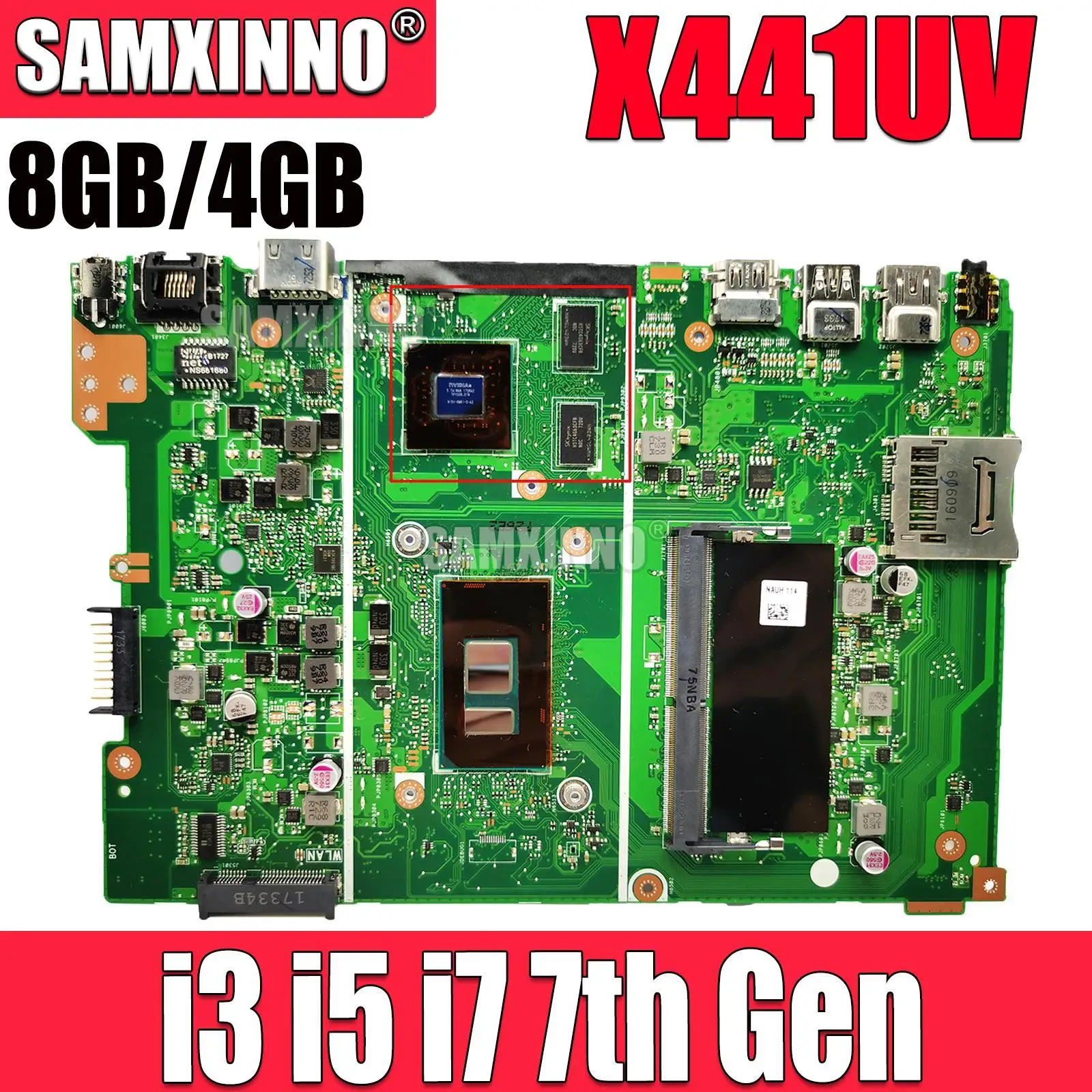 

X441UV Laptop Motherboard 4405U I3 I5 I7 6th 7th CPU 4GB 8GB RAM For ASUS X441U X441UQ X441UR X441UB A441U Mainboard 100% Work