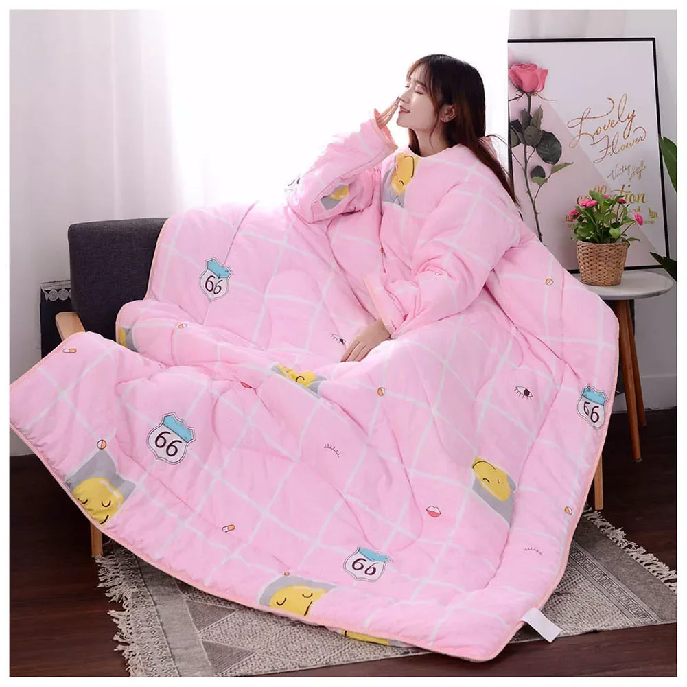 

Winter Quilt Thick Comfy Blanket Printed Warm Blanket Adults and Children Blankets for Beds Travel with Sleeves