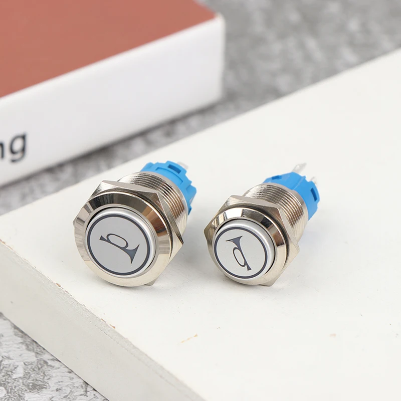 

1PC 16/19MM Metal Push Button Switch 12V Momentary Horn Button Speaker