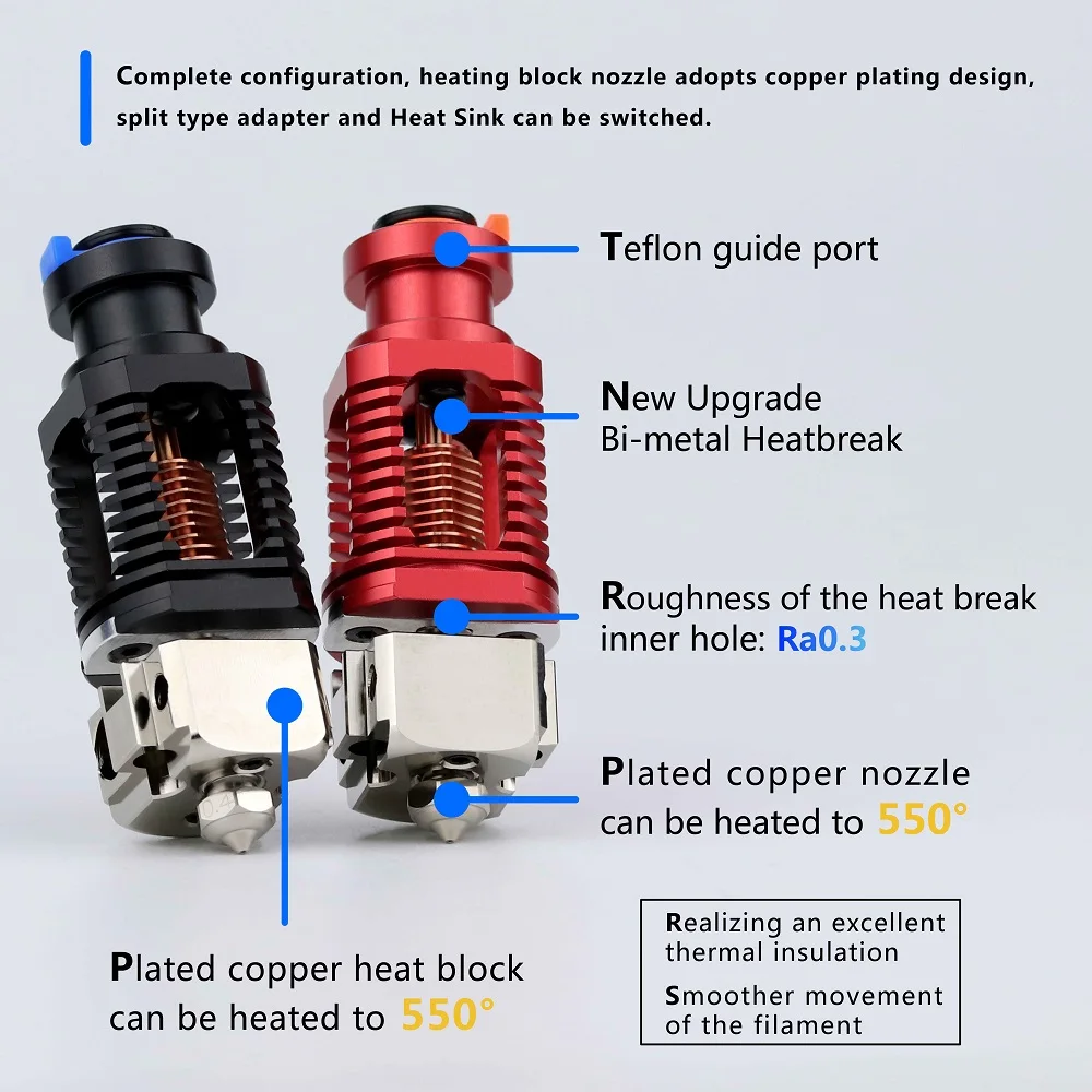 K1 V6 Hotend 3D Красная ящерица собранный медный Горячий Конец для Voron 2 4 Prusa I3 MK3 Titan BMG V2