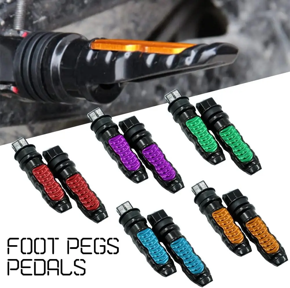 Купи Universal 2pcs Motorcycle Rear Passenger Foot Pegs Pedals Footrest Scooter Foot-Peg Motorbike Pedal Modification Aluminum за 956 рублей в магазине AliExpress