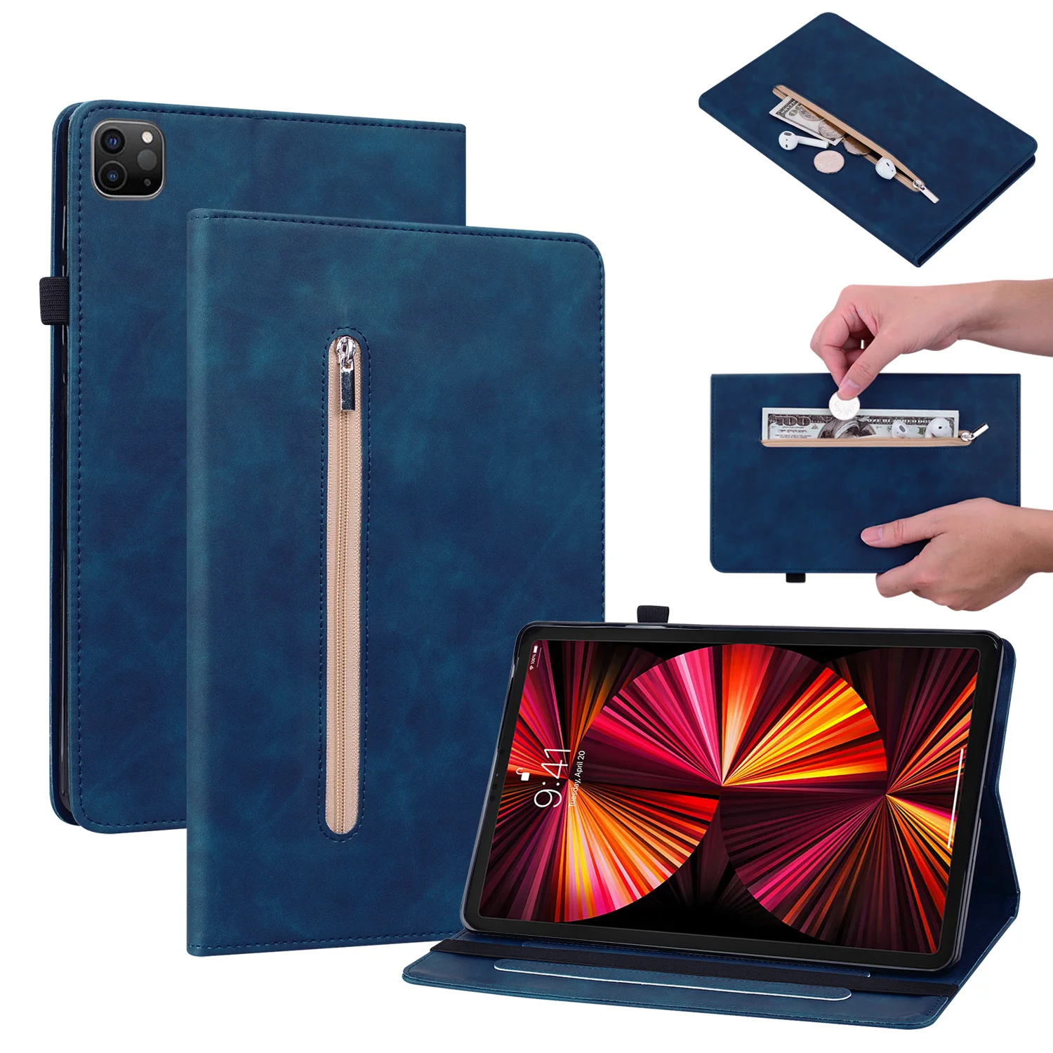 

For iPad Air 4 10.9 2020 A2072 A2316 A2324 A2325 Case Leather Wallet Zipper Tablet Funda For iPad Air 5 10.9 2022 A2588 Case