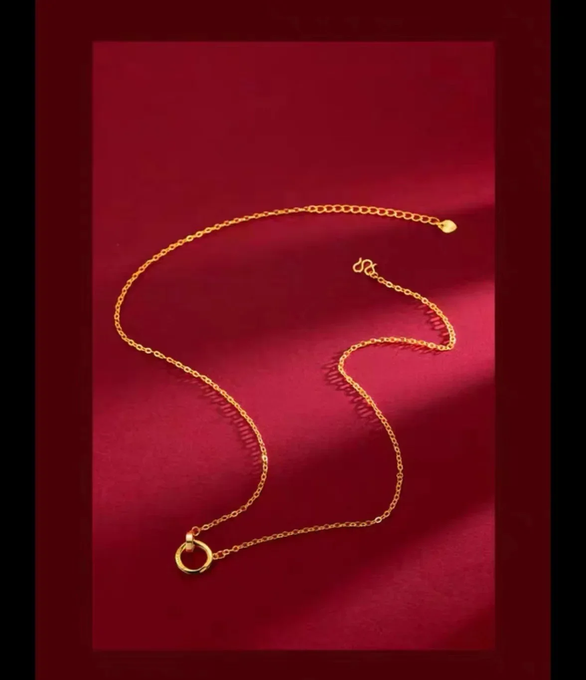 Ожерелье с подвеской в виде кольца Мебиуса из настоящего золота 9999 женское