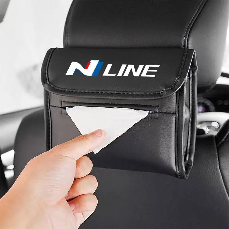 

For Hyundai N LINE NLINE i30 Tucson Veloster SONATA ELANTRA I20 Car Tissue Bag Organizer Car Seat Back Hanging Bag Storage