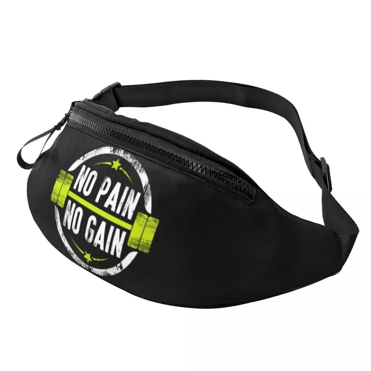 

No Pain No Gain Fitness Gym Fanny Pack Men Women Cool Bodybuilding Lover Crossbody Waist Bag for Running Phone Money Pouch