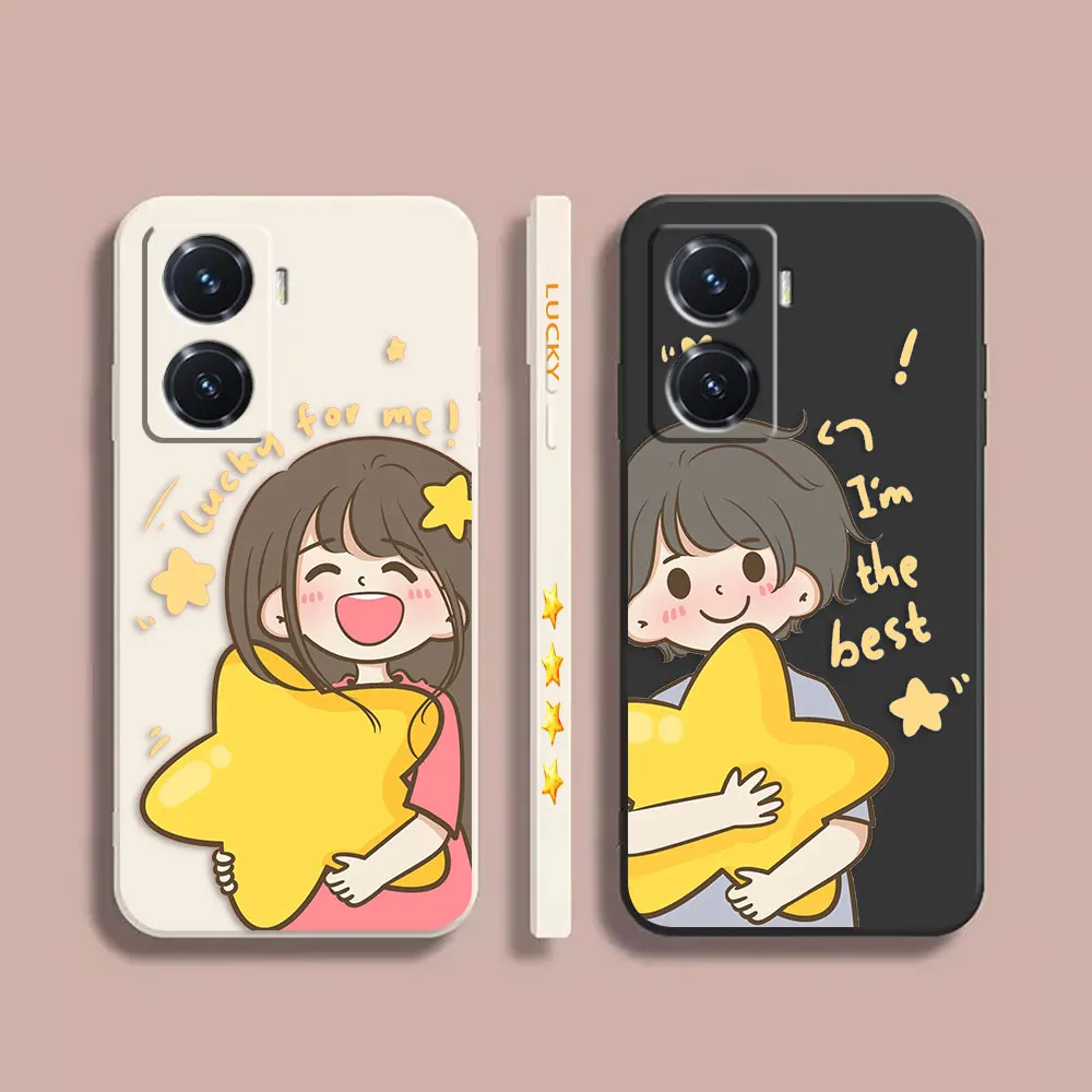 

Case For VIVO Y55S Y31 Y33S Y55 Y35 Y51S Y52S Y53S Y66 Y73S Y77 5G Y85 Y93 Case Funda Shell Stars Cartoon Couple Boys And Girls