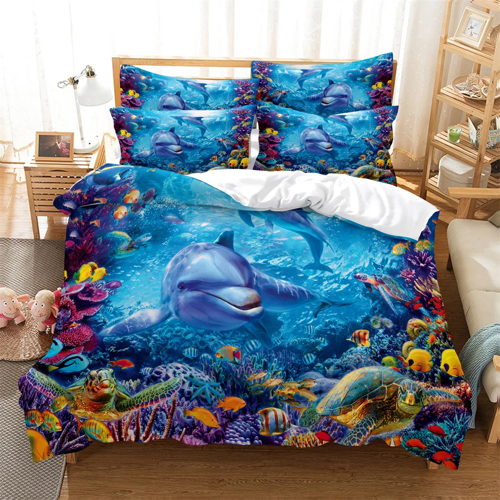 3D Ocean Bedding Set Queen Bedding Home Textiles Set Bedclothes Santa Duvet Cover Set Juego De Cama Duvet Cover Set