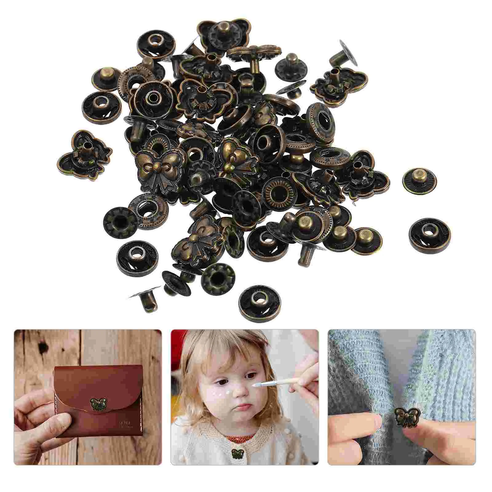 

Button Snap Snaps Metal Buttons Alloy Sewing Fasteners Buckle Zinc Wallet Kit Fastener Clothing Bronze Cartoon Rivet Vintage Sew
