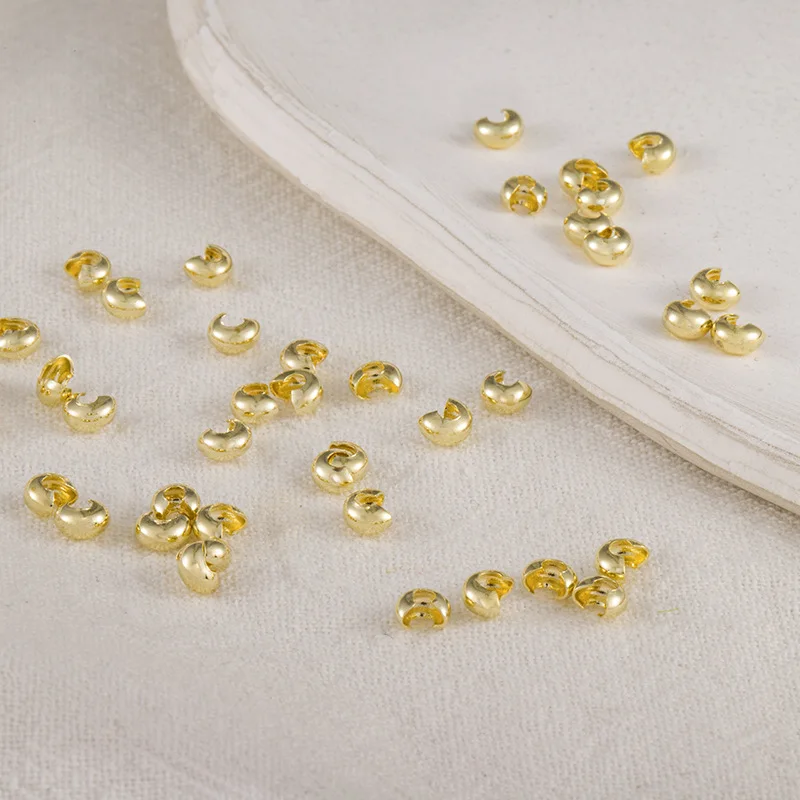 Open Crimp Covers End Beads Stopper Spacer 3mm 4mm 5mm Gold and Silver Color Plated Copper Jewellery Findings Diy Making Suppli