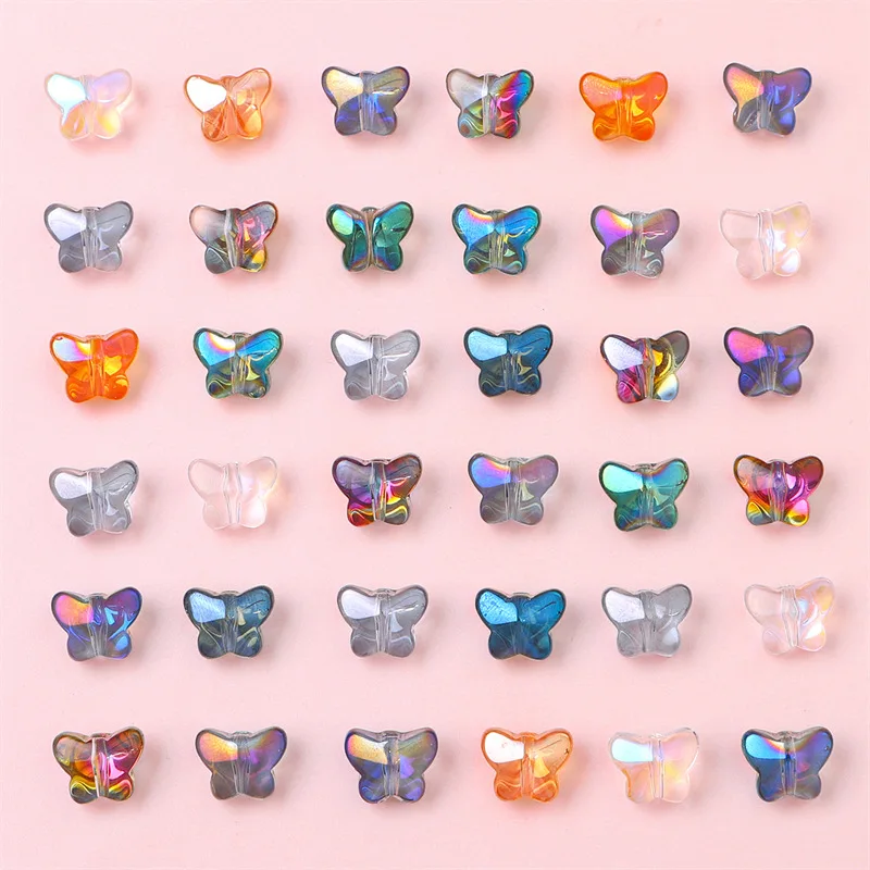 

20pcs Butterfly Czech Crystal Glass Beads AB Color Charms Loose Faceted Spacer Beads for Jewelry Making DIY Handmade Earring