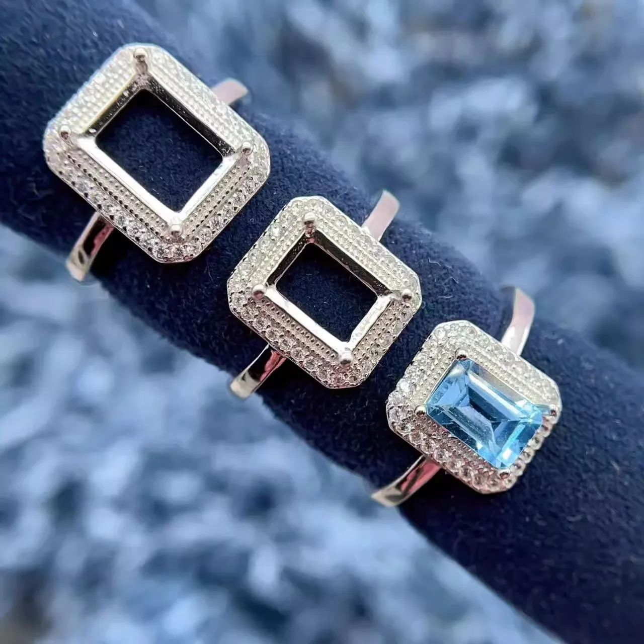 MeiBaPJ инкрустация 5*7/6*8/7*9 мм квадратный камень S925 Стерлинговое Серебро DIY пустой