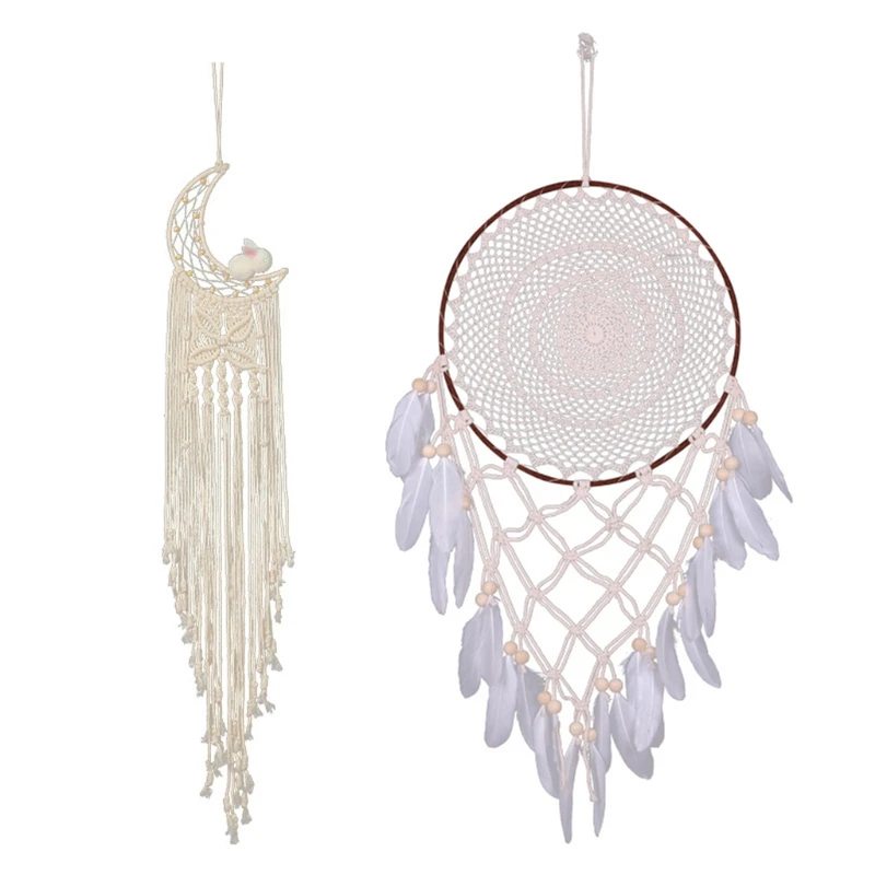 

Handmade Woven Dreamcatcher Moon Butterfly Boho Macrame Wall Hanging Tapestry G99A