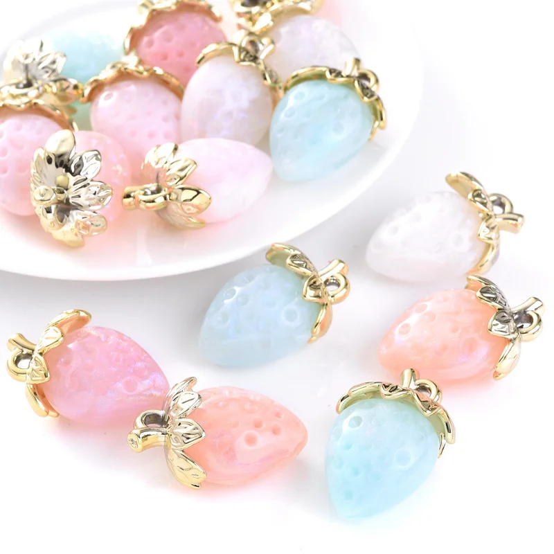 5 шт. 22x32 мм акриловая красочная сладкая клубничная подвеска-подвеска для кулона