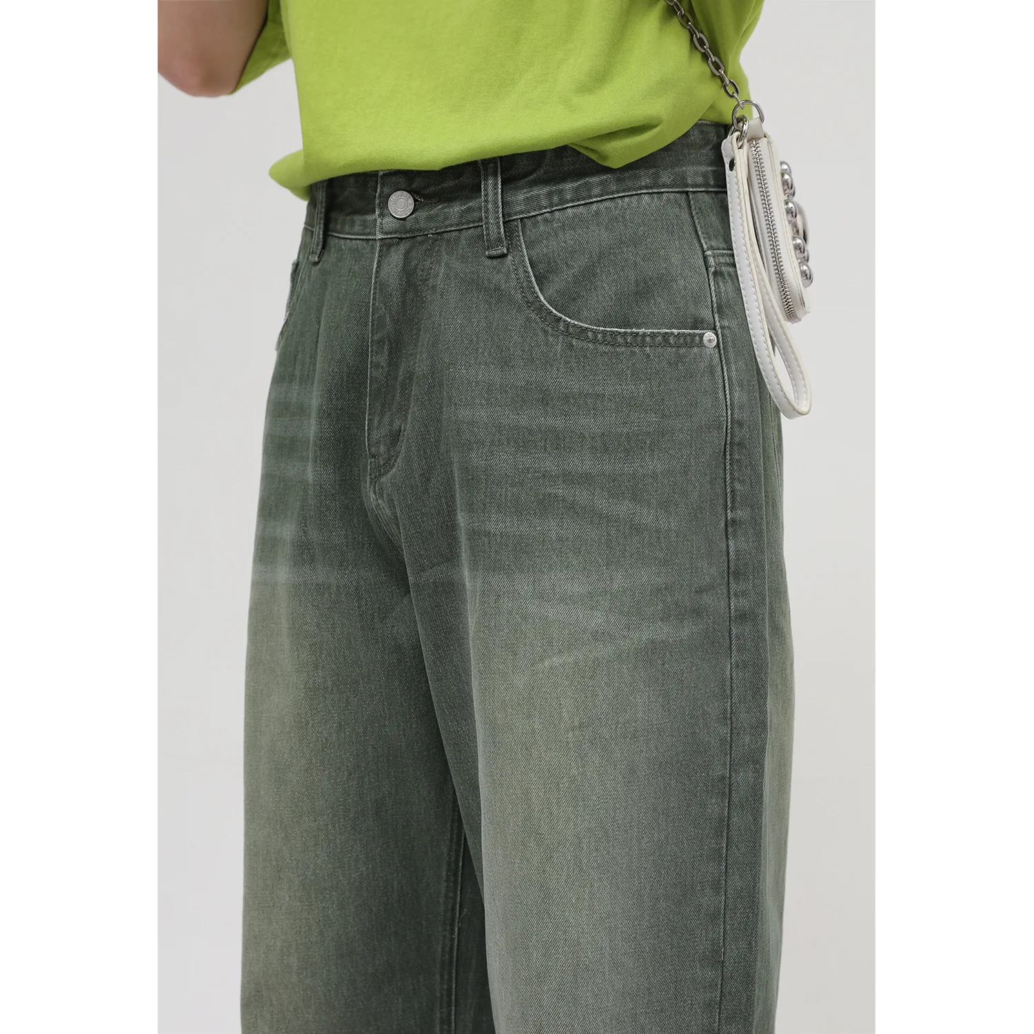 Jeans For Men Korean Streetwear Baggy Pants Y2k Clothes Bottom Men Jeans Designer Fashion Vintage Loose Green Man Denim Trousers