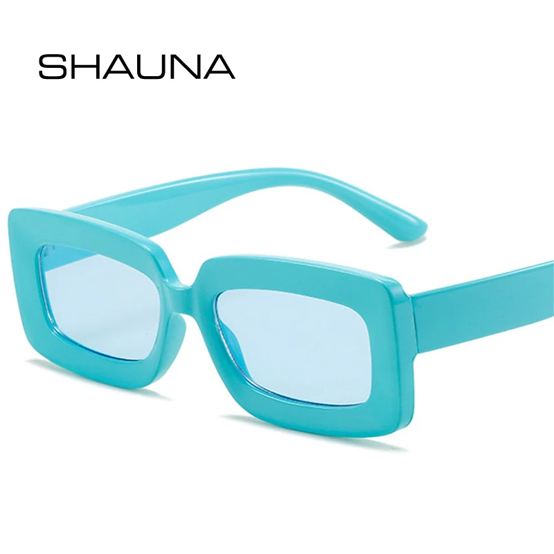 

SHAUNA Fashion Candy Color Rectangle Sunglasses Women Retro Blue Pink Shades UV400 Men Trending Square Sun Glasses