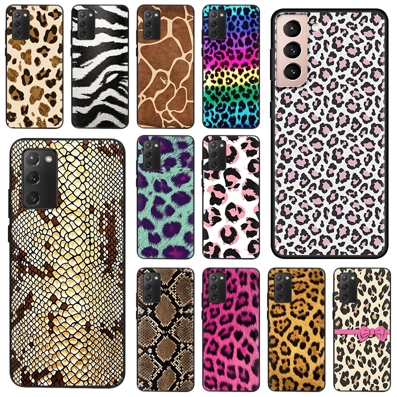 Phone Case For Samsung S22 S21 Ultra S20 FE S10 E Plus Colorful Leopard Snake Scales Soft Silicone Cover For Galaxy S9 S8 S7 A91