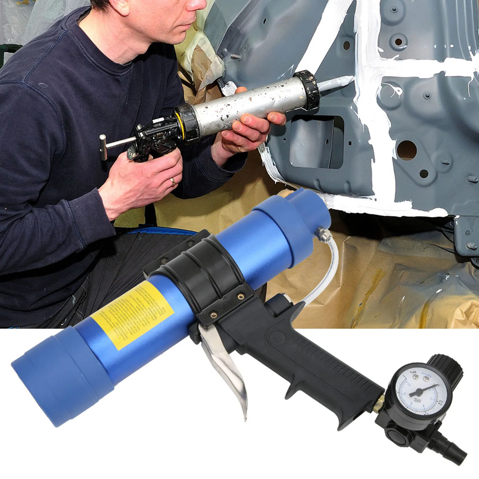 

Q3 310ML Pneumatic Glass Glue Gun Adjustable Speed Silicone Gun