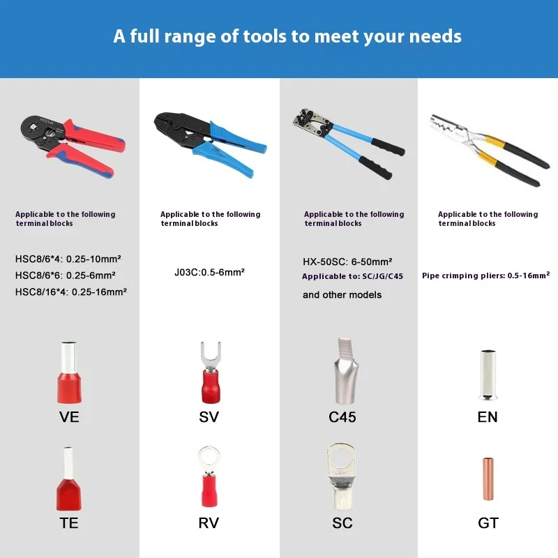Обжимные клещи для трубчатых клемм Штыревые холодного обжима VE/TE HSC8 6-4A