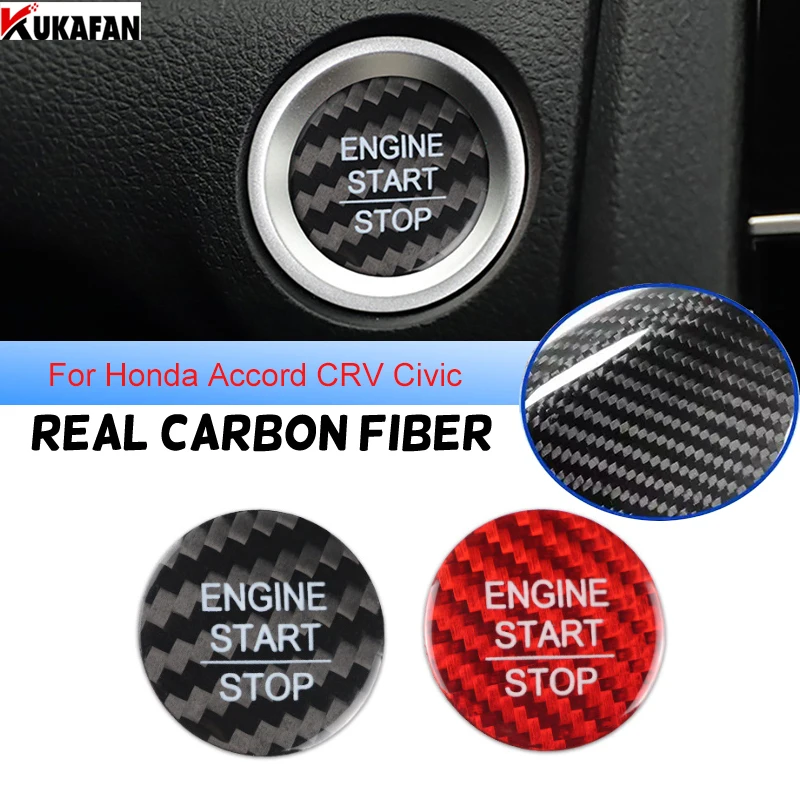 

Car Ignition Device Switch Cover For Honda Civic Accord SpirIor CRV Real Carbon Fiber Engine Start Stop Push Button Sticker Trim