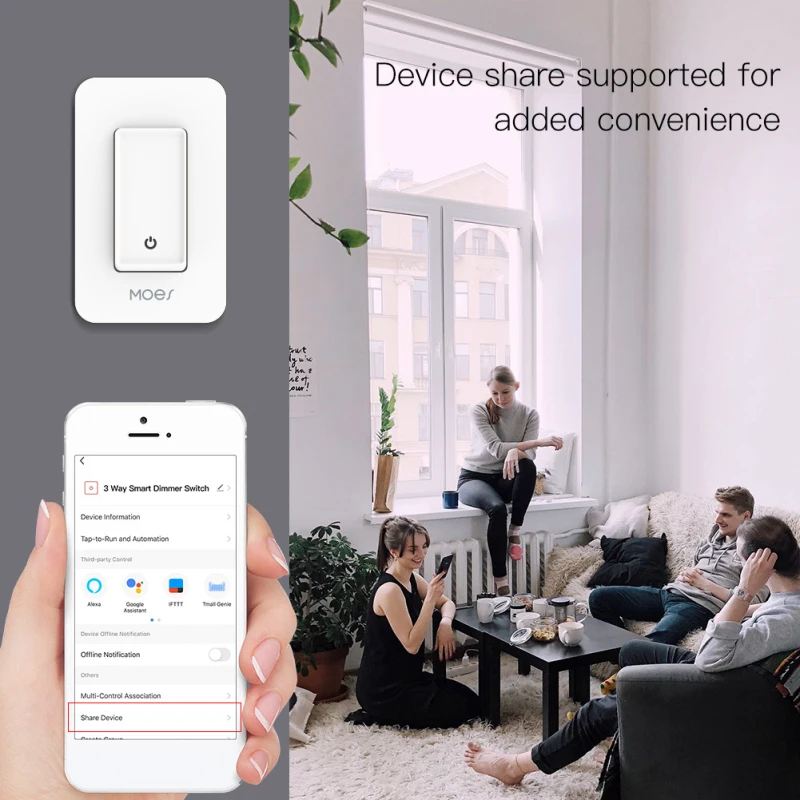 

No Neutral Smart Push Button Switch Wifi 802.11 B/g/n 2.4ghz App Control 350w Led Compatible With Alexa And Google Home 100-120v