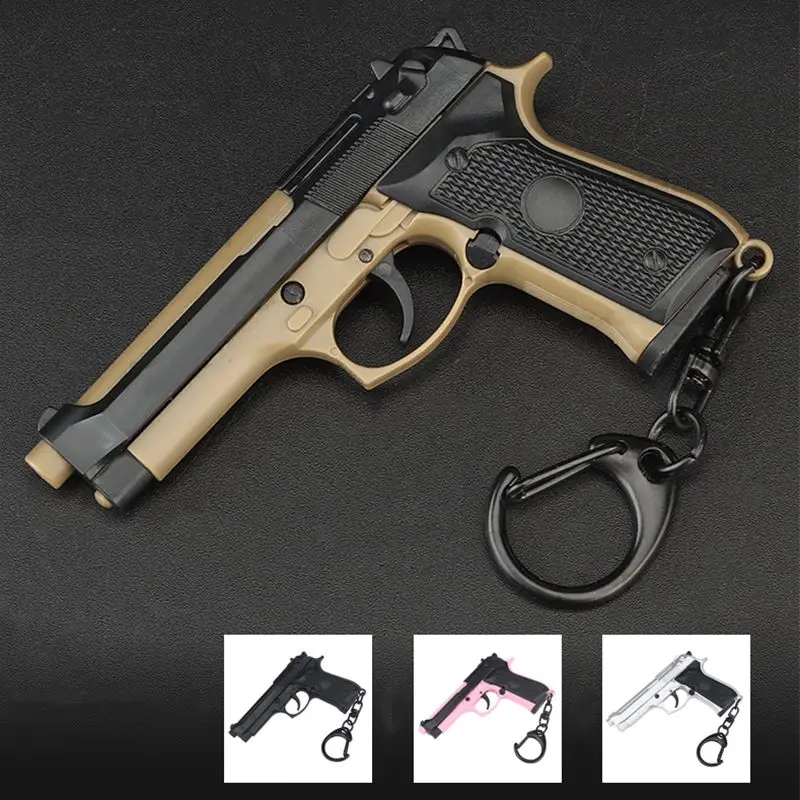 

M92 Key Rings Tactical 1:4 Model Pistol Shape Decorative Gift Plastic Keychain Holder Movable Lever and Magazine