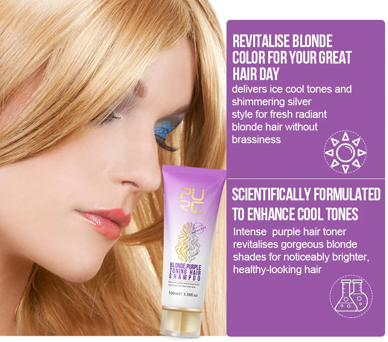 

New 100ml Improve Blond and White Hair Shampoo Enhance Hair Cool Tones Brighten Hair Color Makes Shiny, Healthy and Strong Hair