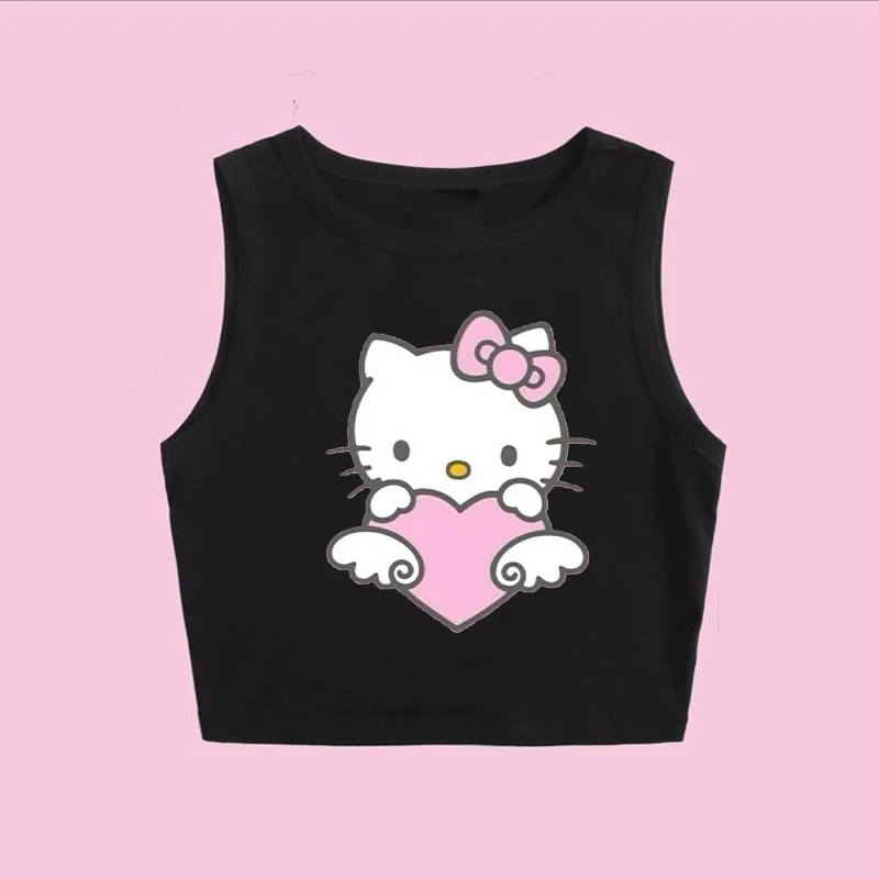 Retro Printed Short Sleeved Summer New Style Niche Design Sense Y2K Hello Kitty Print And Chic T-shirt Slimming Ins Top