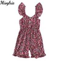 4 7y kids girl clothes ruffle sling jumpsuit for floral cute child girl waist retraction romper clothing summer fashion outfit