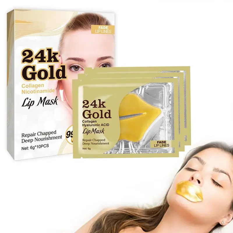 

Moisturizing Lip Pads Moisturizing Lip Masque Gel Patches 24K Gold Lip Plumping Essence Lip Patches Sleeping Pad Reduce Lip