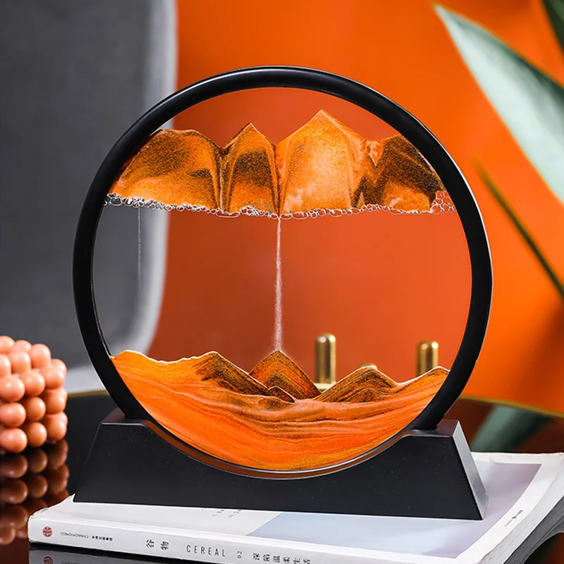

3d moving sand art image 5/7 inch hourglass art painting deep sea sandscape flowing sand frame round glass rectangle home