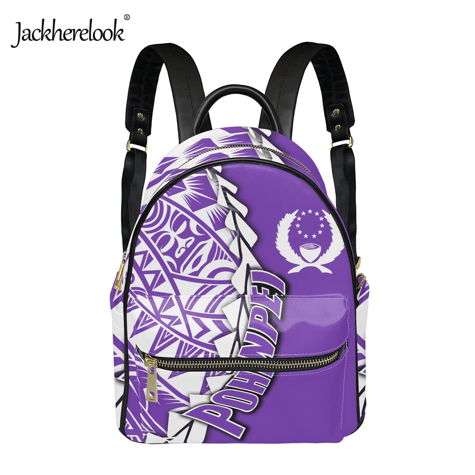 

Jackherelook Pohnpei Polynesian Design Purple PU Leather Mini Backpack for Women Campus Schoolbag for Girls Satchel Female Bag