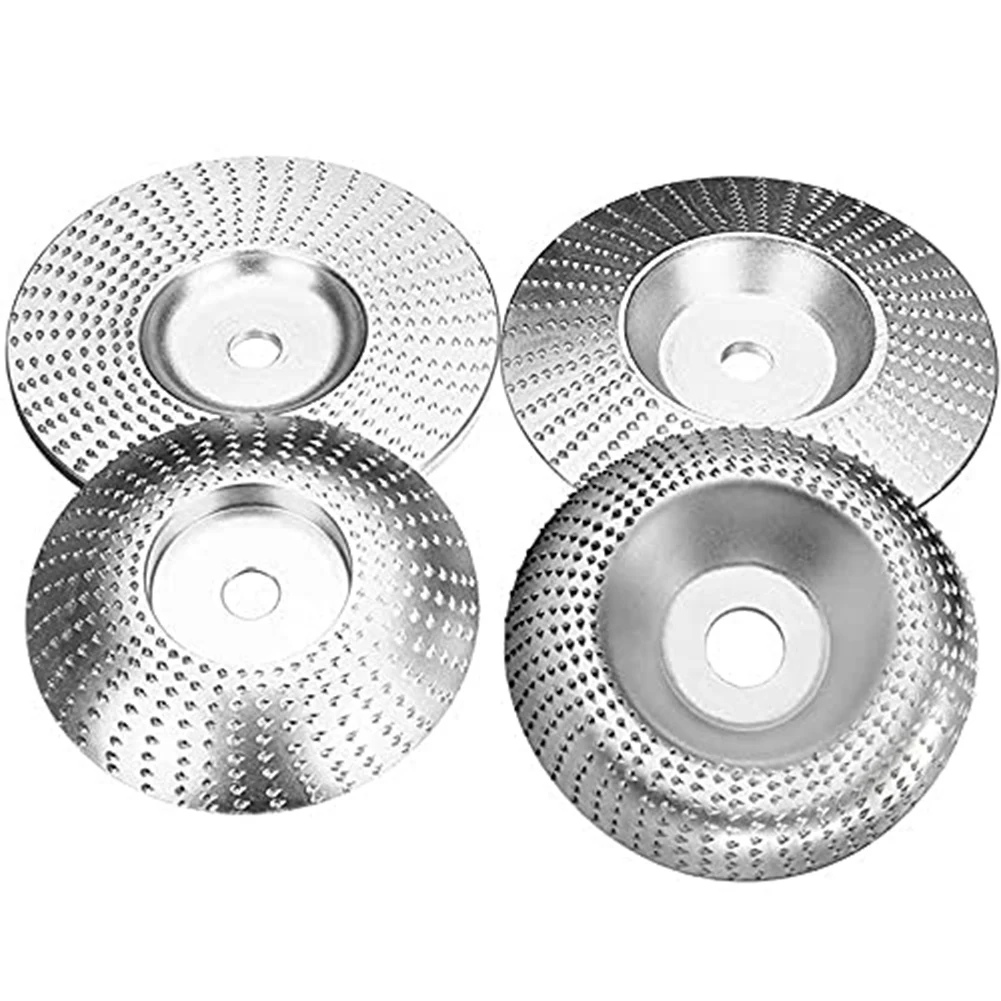 

Wood Shaping Disc Set for Angle Grinder Woodworking Grinding Wheel Shaping Dish 5/8Inch Arbor (Silver 4Pcs)
