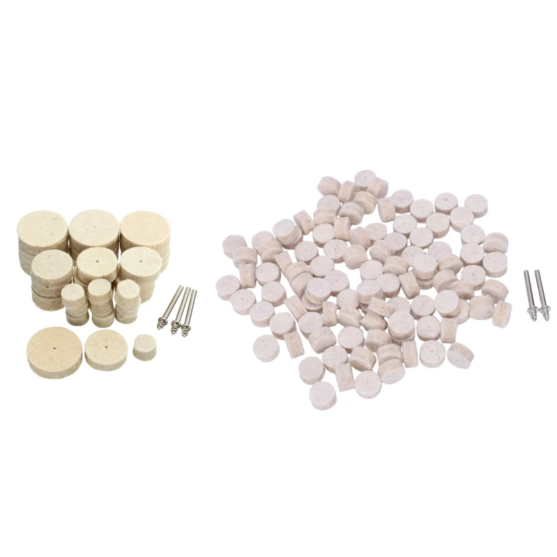 

100 шт. шерстяной войлочный Полировочный инструмент, Круглый колесный инструмент + 2 хвостовика Для Dremel Rotary и 33 шт. мягкого войлока полировочное колесо