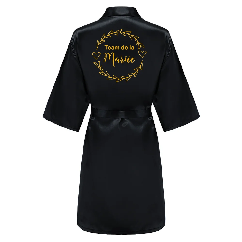 Team de la mariee Women Wedding Satin Dressing Gown Personalized Custom Name Bathobe Bridal Party Robes Bridesmaid Robes gift