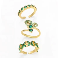 new fashion green crystal butterfly rings women luxury exquisite adjustable rings korean original jewelry accessories wholesale
