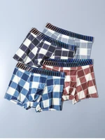 16pcs mens ice silk underwear antibacterial boxer shorts head boys summer thin section seamless large size grid male underpants