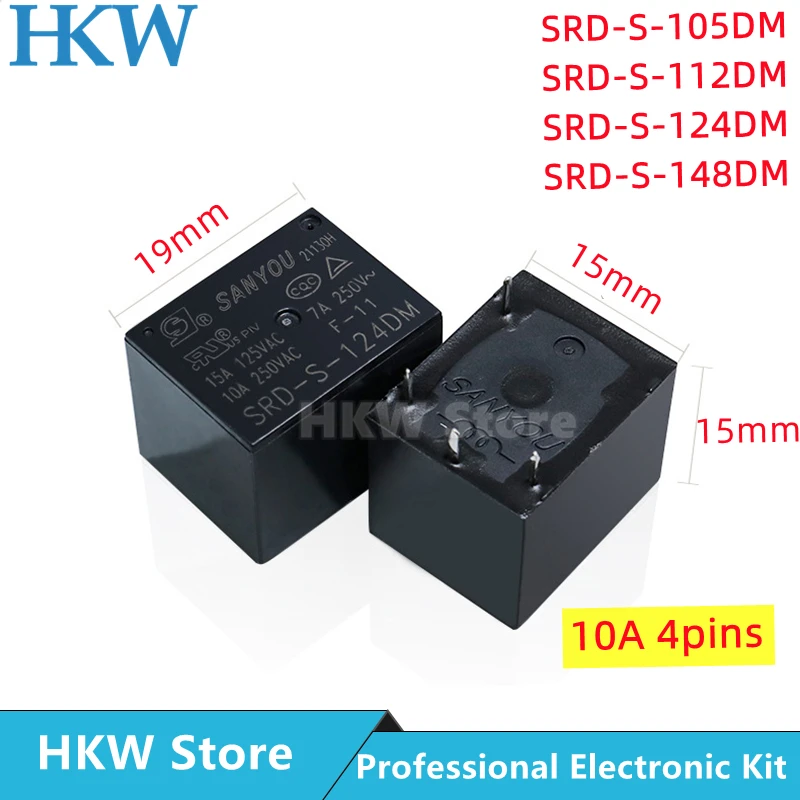 Retransmitir Sanyou Srd-s105dm Srd-s-112dm Srd-s-124dm Srd-s-148dm 5v 12v 24v 48v 10a 250vac 4pin Relés Relais 10 Pcs