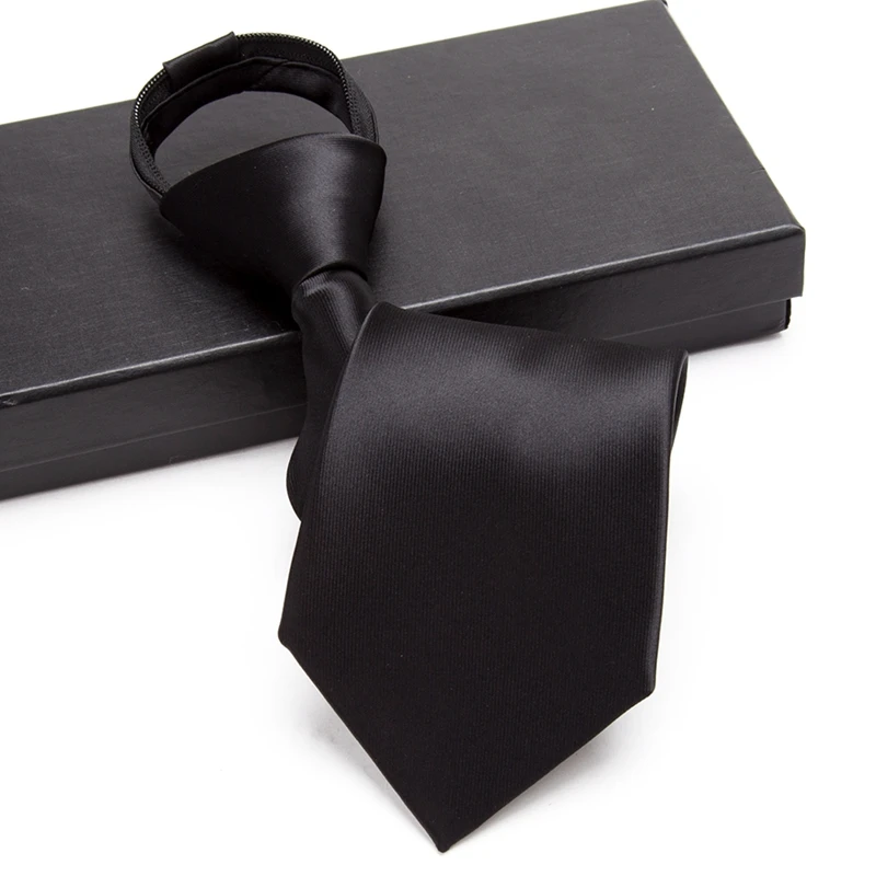 

Men's Tie Lazy Classic Business Formal Dress Wear Stripe Black Zipper Jacquard Necktie Wholesale Gifts for Men Wedding Tie