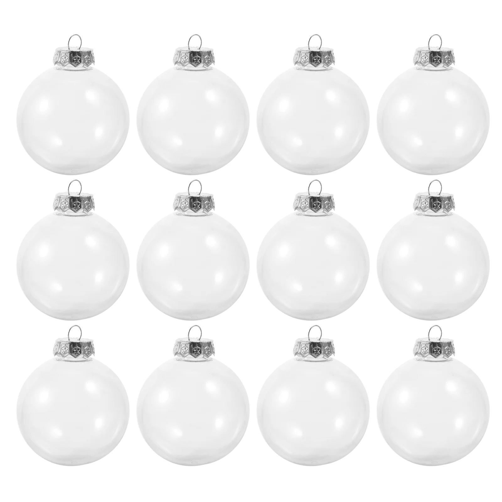 

Clear Plastic Fillable Balls Ornament 12Pcs Xmas Tree Hanging Baubles Gift Holder