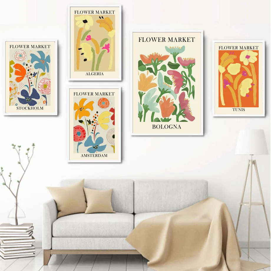 Абстрактная Цветочная Марка винтажная Акварельная настенная Картина на холсте