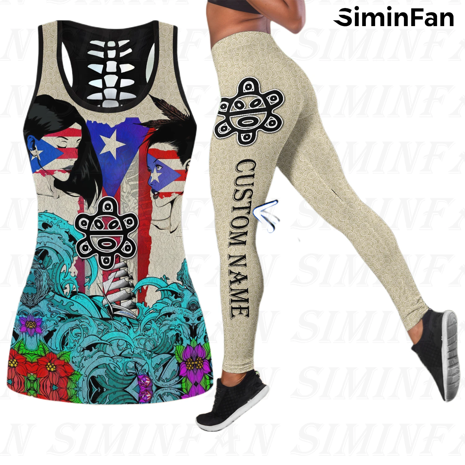 Женские майки и брюки с 3D-принтом Пуэрто-Рико для девочек комбинированный костюм
