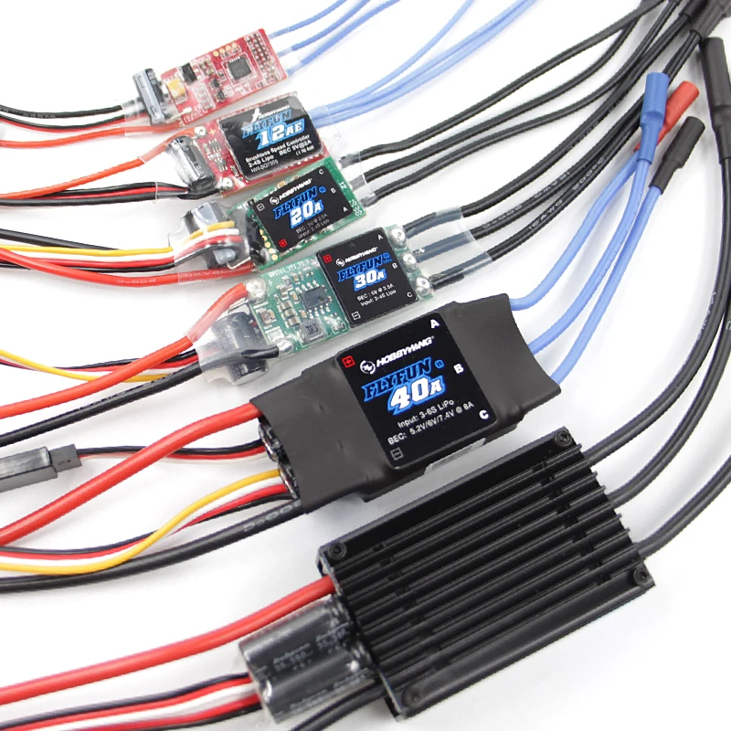 Регулятор скорости Hobbywing FlyFun V5/6A/12A/20A/30A/40A/60A/80A/120A, электрический бесщеточный FPV контроллер скорости 2-4S Lipo и т. Д. Для РУ дронов