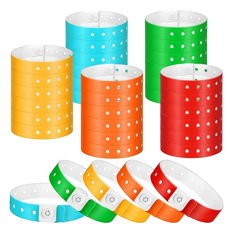 

100 Pcs Plastic Wristbands Colorful Party Wristbands Event Wristbands Concert Carnival Themed Party 5 Colors