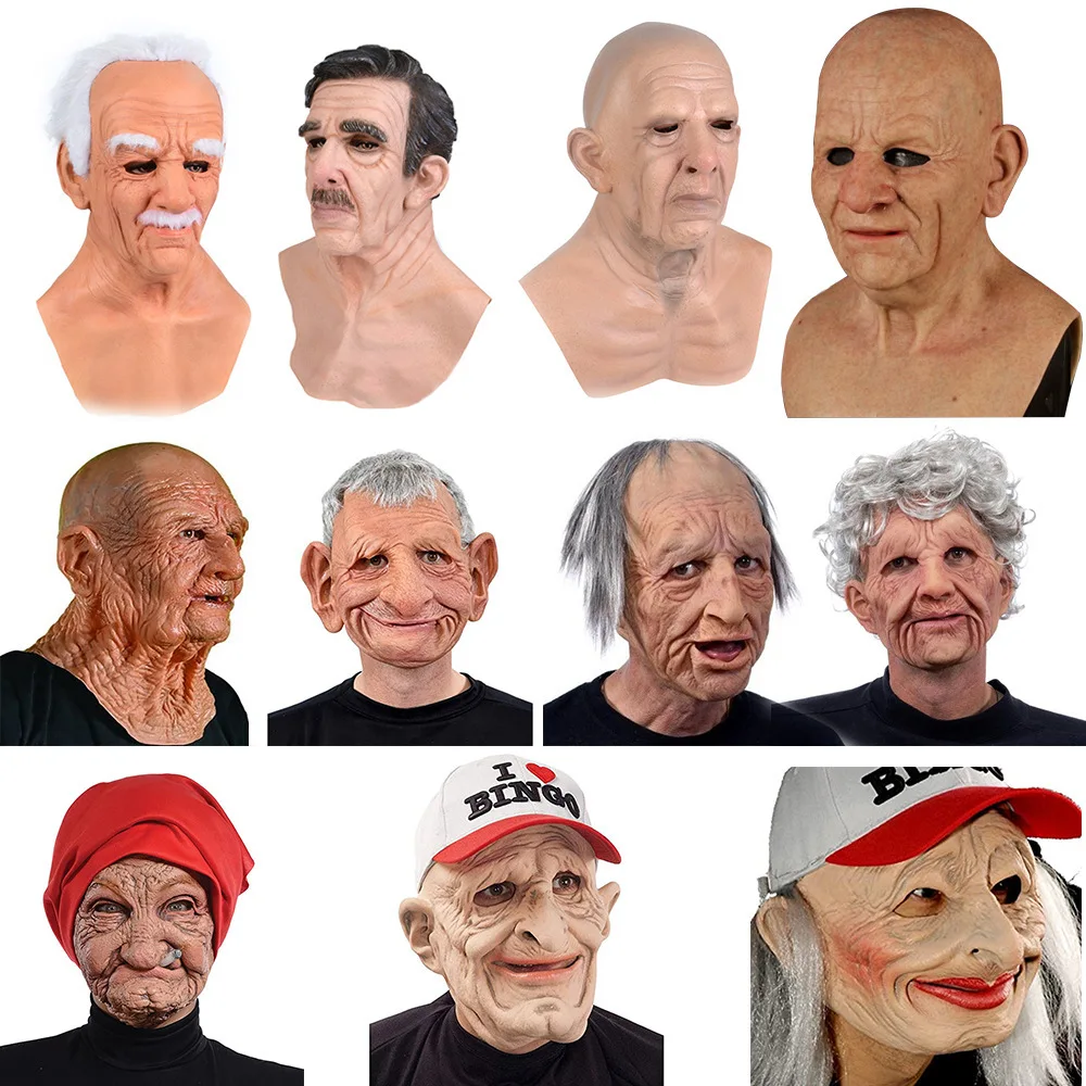 

Old Man Mask Rubber Cosplay Realistic Scary Latex Mask Horror Headgear Cosplay Props Full Head Helmet for Adult Man Woman