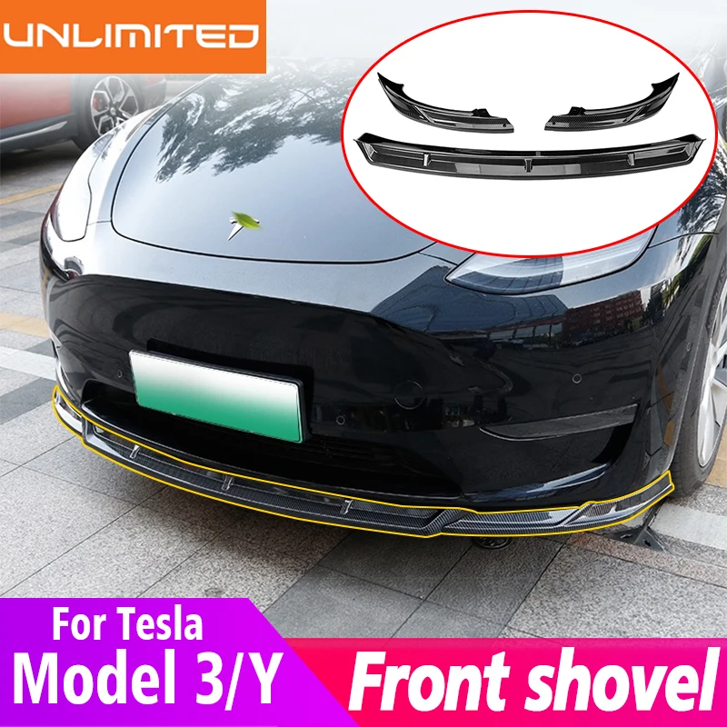 

Car Bumper Front Shovel Lip Protective Wind Knife Sticker Tail Wing For Tesla 2016-2022 Model 3 Model Y Decoration Accessories