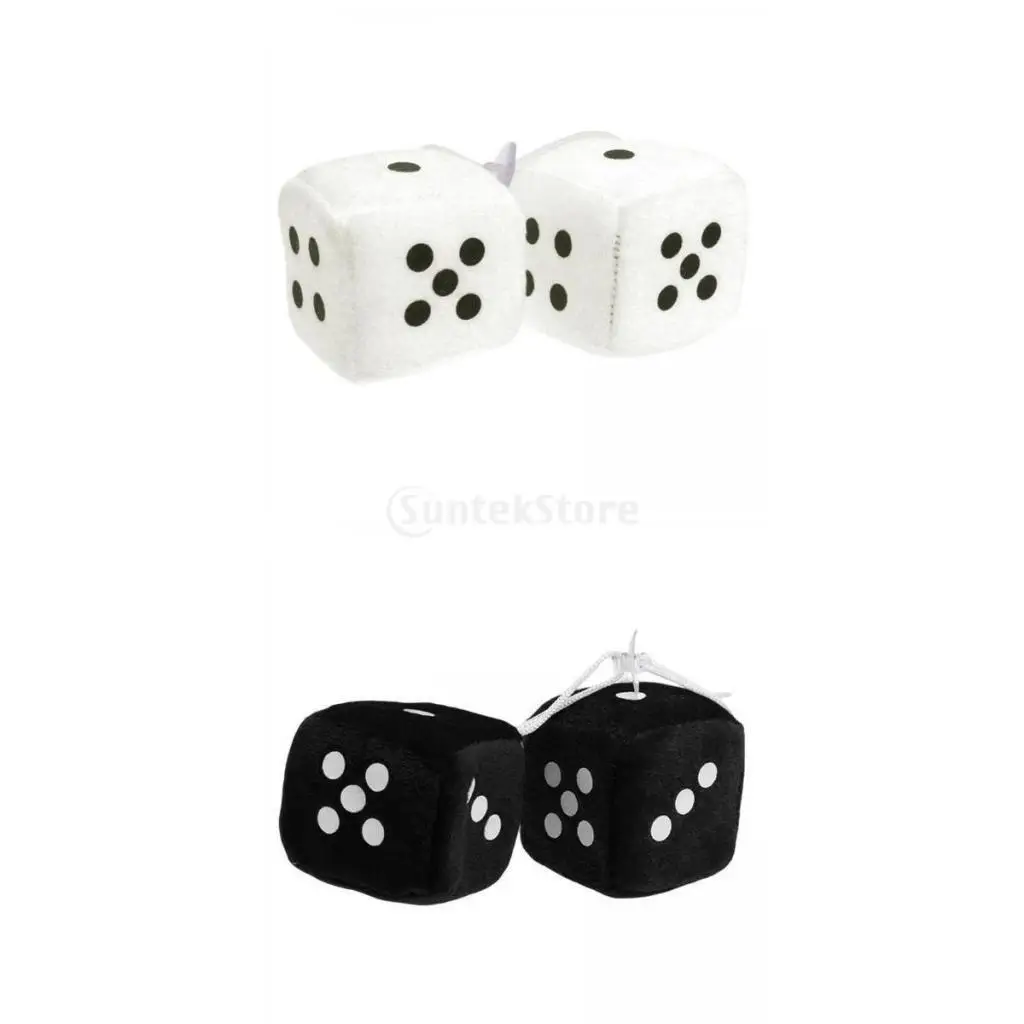 

4Pcs with Dots Plush Dice Craps Pendant Ornaments Black + White